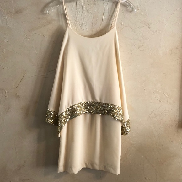 C. Luce Dresses & Skirts - C. Luce Beige Dress w Gold Size S!
